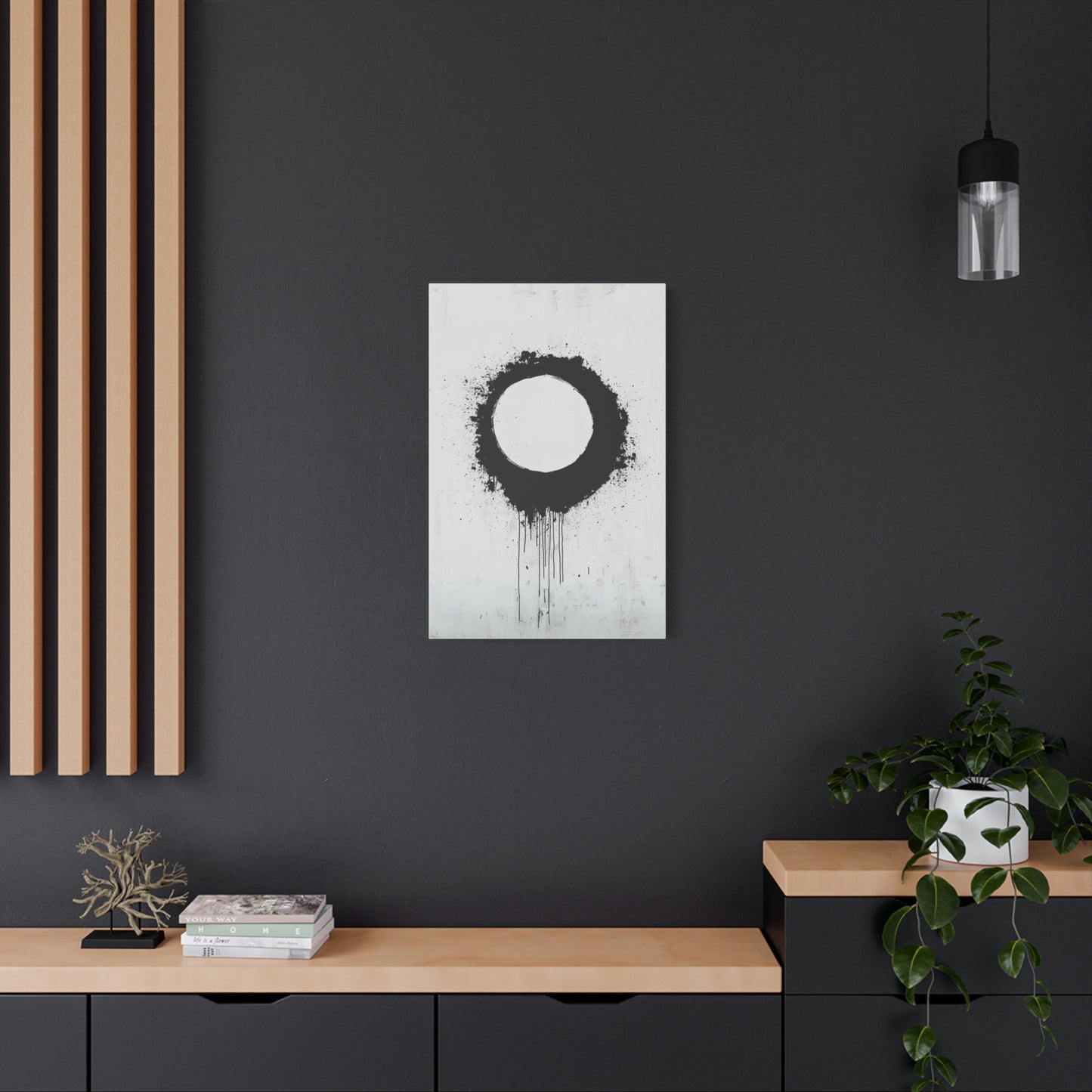 DUO MODERN "Modern Abstract Wall Art - Black Circle" on Matte Canvas - DUO Modern