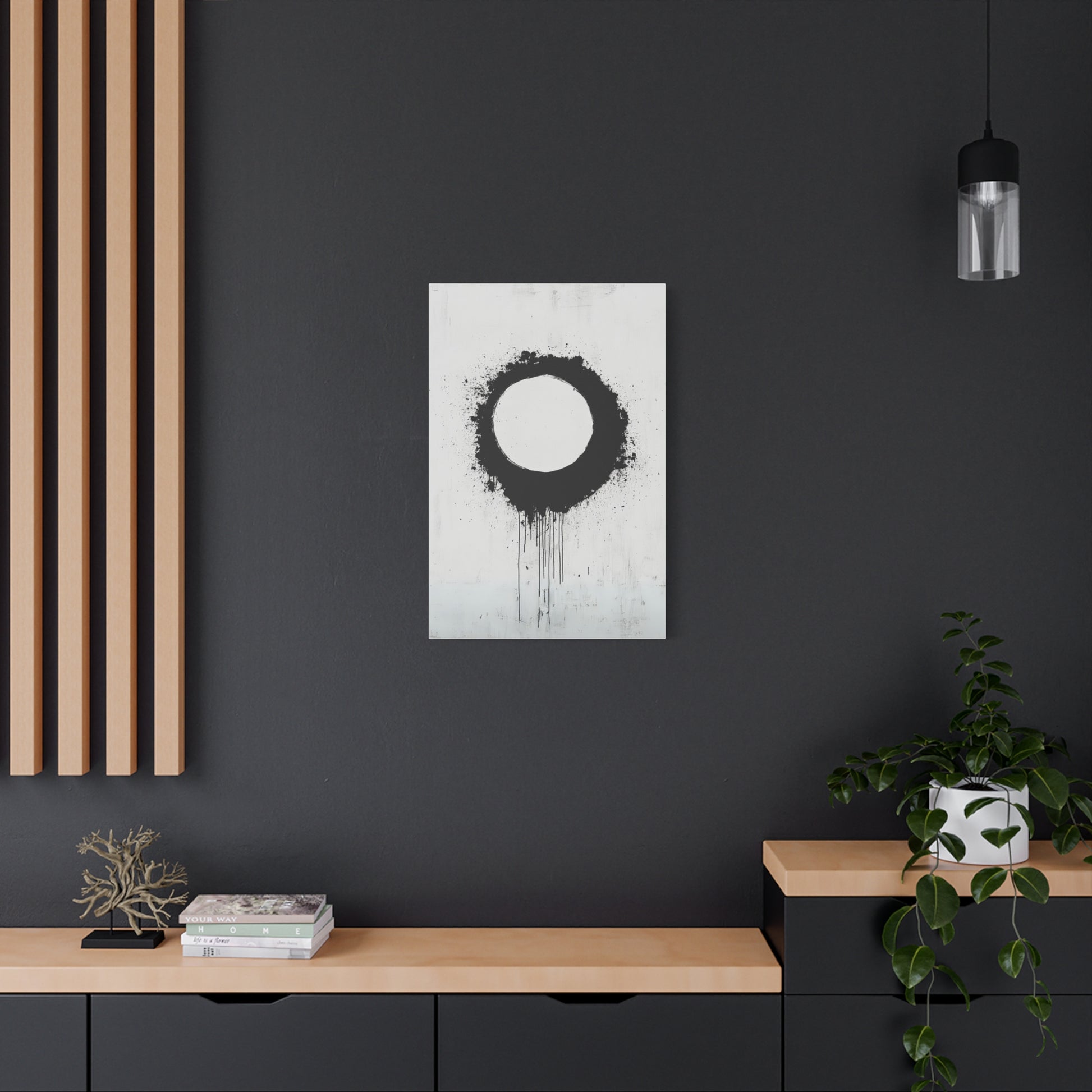 DUO MODERN "Modern Abstract Wall Art - Black Circle" on Matte Canvas - DUO Modern