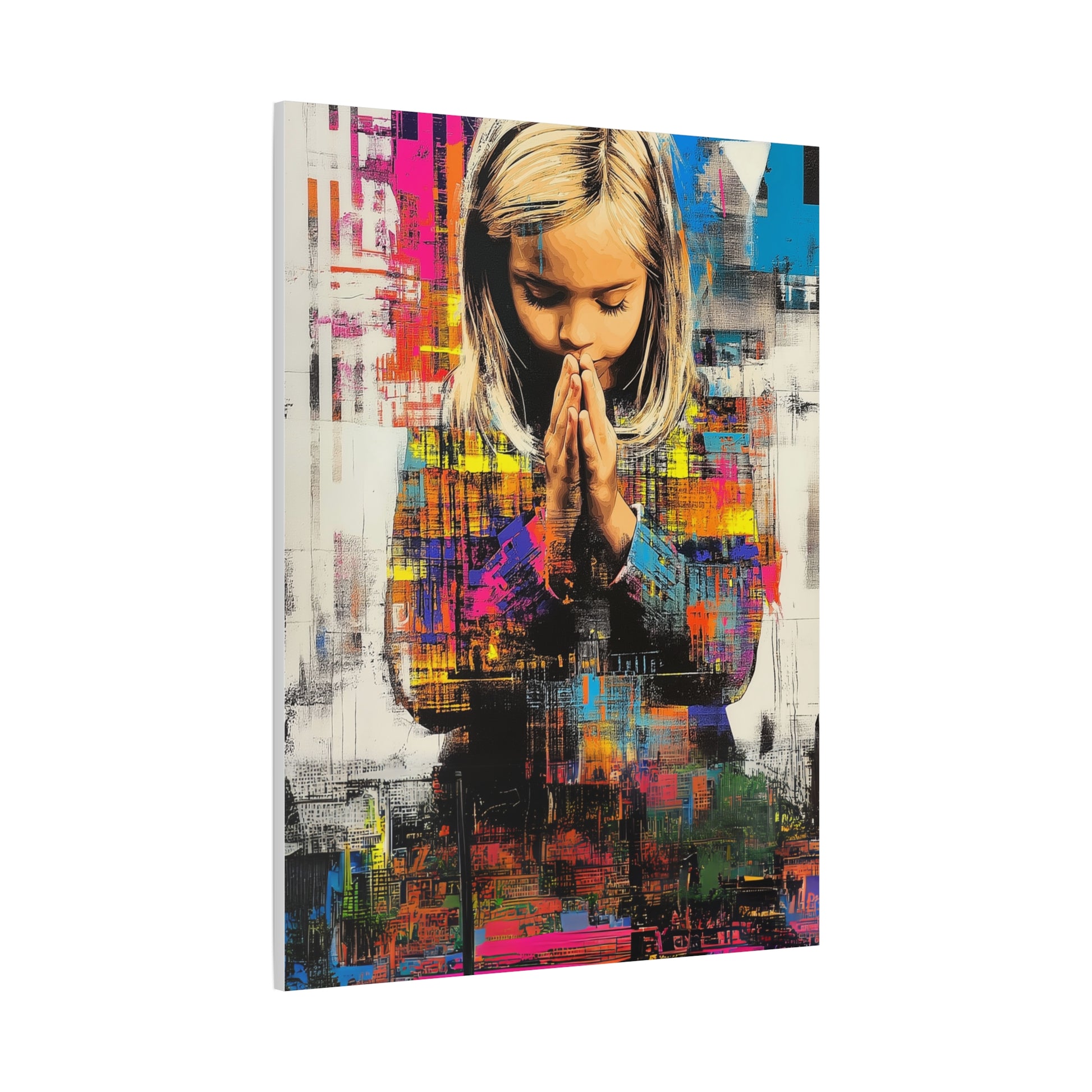 DUO MODERN Radiant Prayer: A Joyful Neon Glow Matte Canvas - DUO Modern