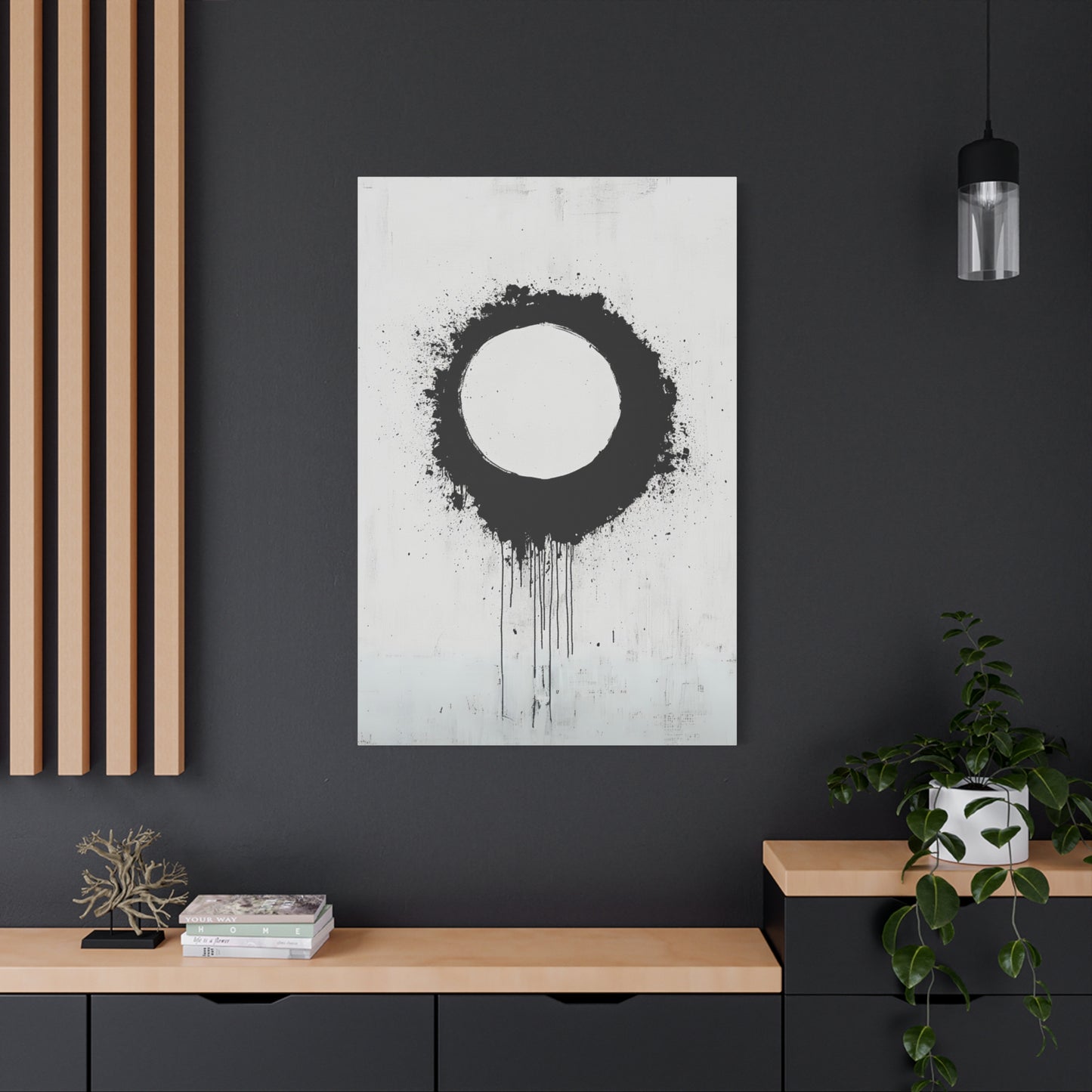 DUO MODERN "Modern Abstract Wall Art - Black Circle" on Matte Canvas - DUO Modern