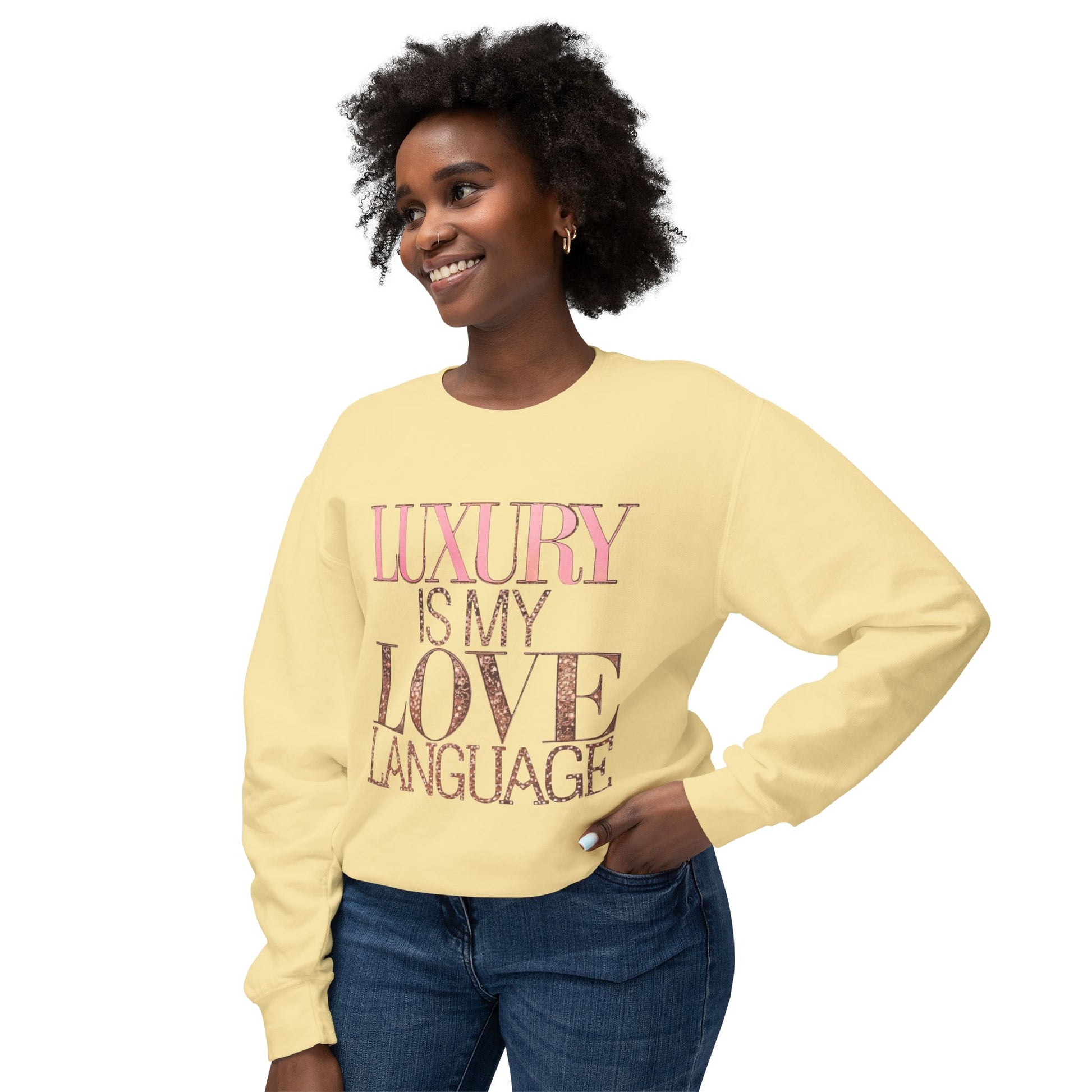 DUO MODERN "Luxury Is My Love Language" Unisex Lightweight Crewneck Sweatshirt - DUO Modern