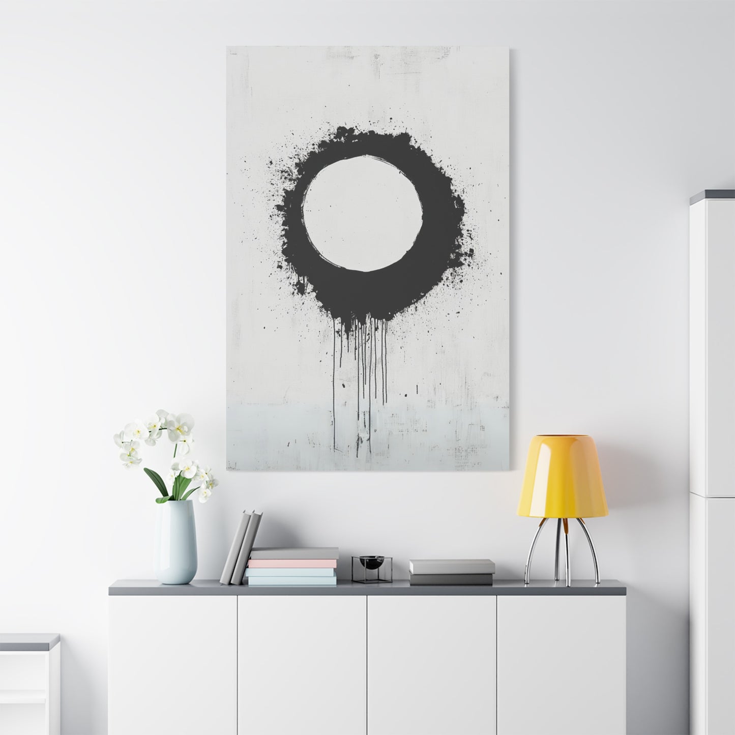 DUO MODERN "Modern Abstract Wall Art - Black Circle" on Matte Canvas - DUO Modern