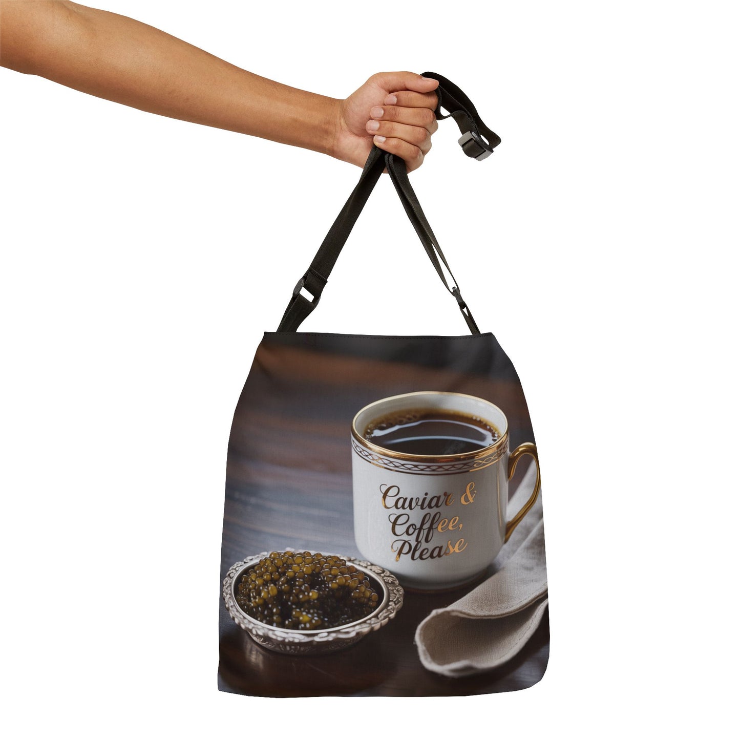 DUO MODERN “Caviar & Coffee Please” Adjustable Tote Bag - DUO Modern
