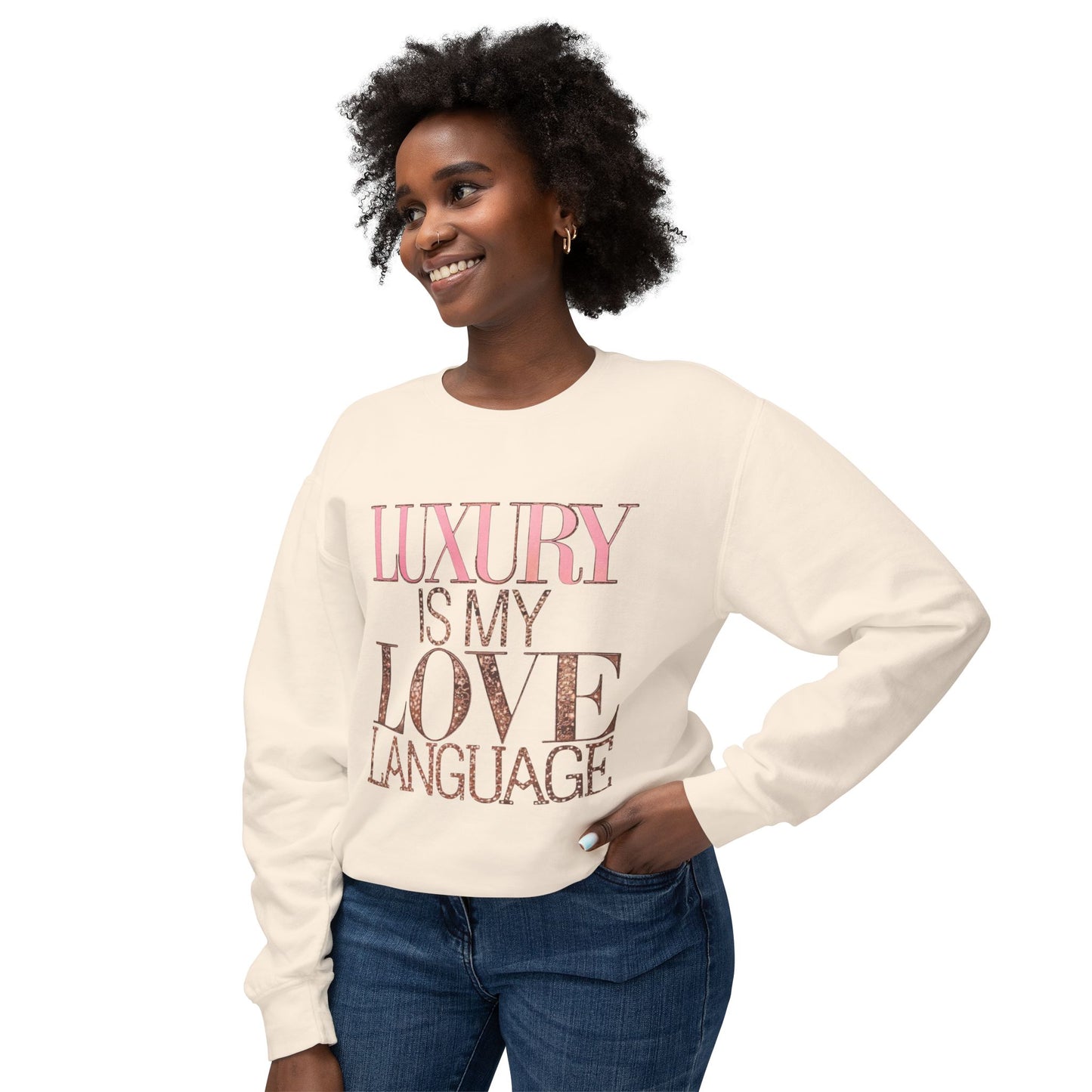 DUO MODERN "Luxury Is My Love Language" Unisex Lightweight Crewneck Sweatshirt - DUO Modern