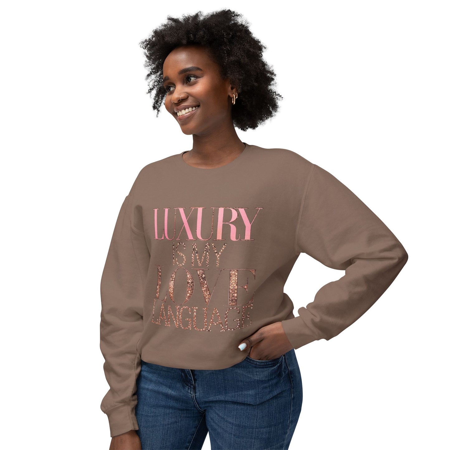 DUO MODERN "Luxury Is My Love Language" Unisex Lightweight Crewneck Sweatshirt - DUO Modern