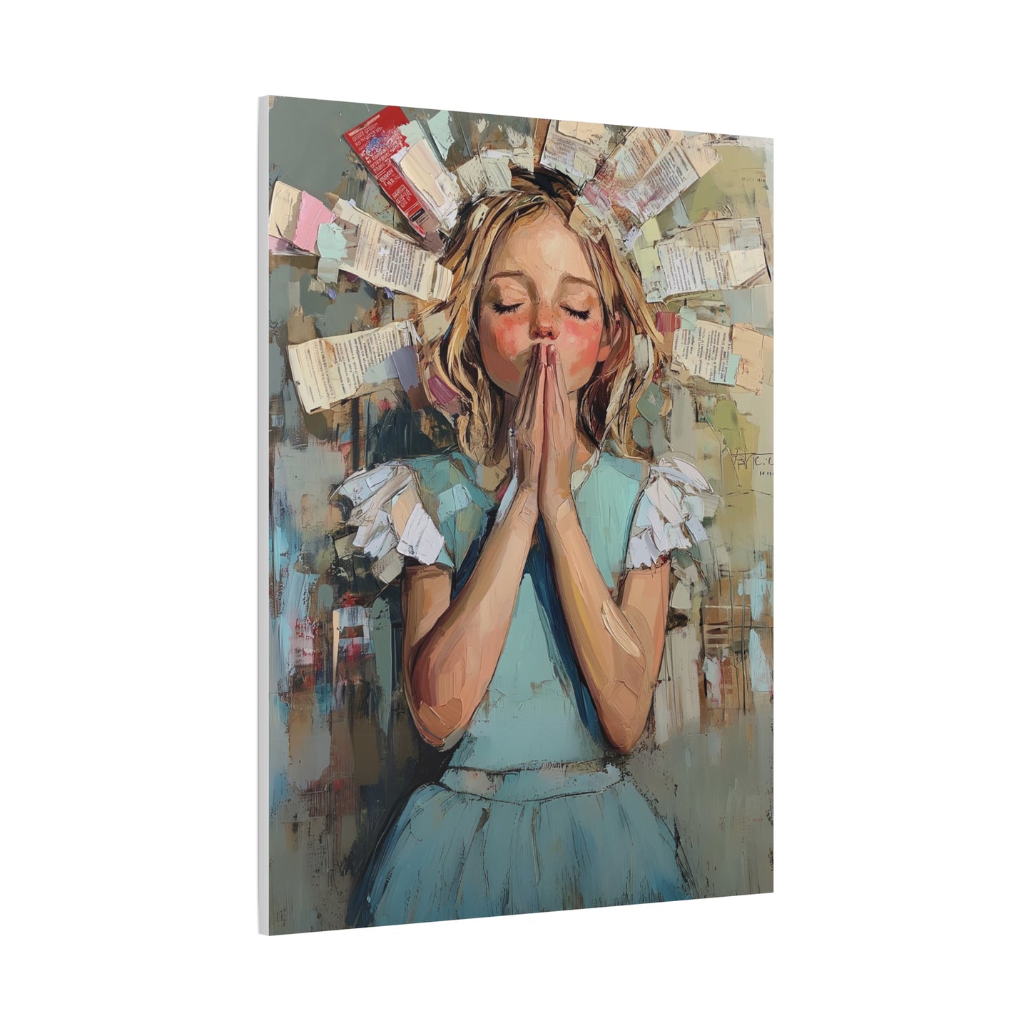 DUO MODERN Grace in Pastels: A Young Girl's Prayerful Moment - Matte Canvas Wall Art - DUO Modern
