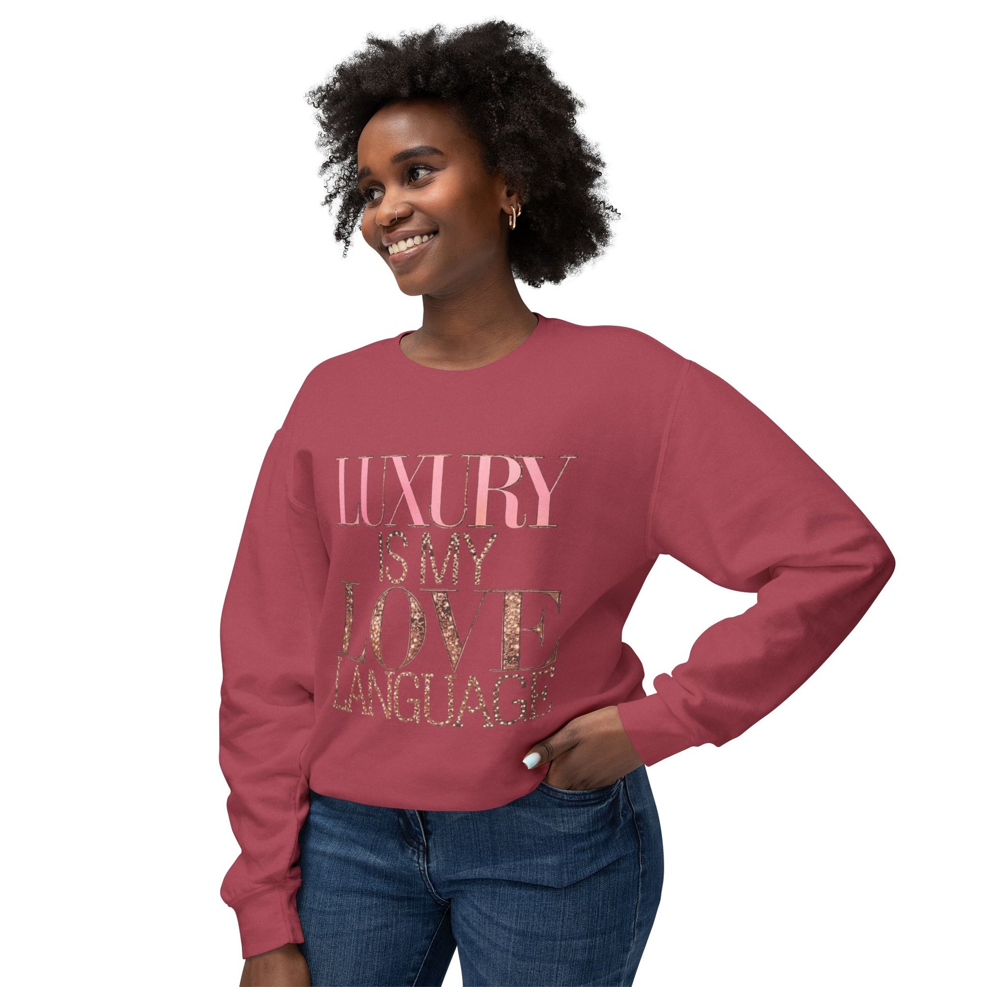 DUO MODERN "Luxury Is My Love Language" Unisex Lightweight Crewneck Sweatshirt - DUO Modern