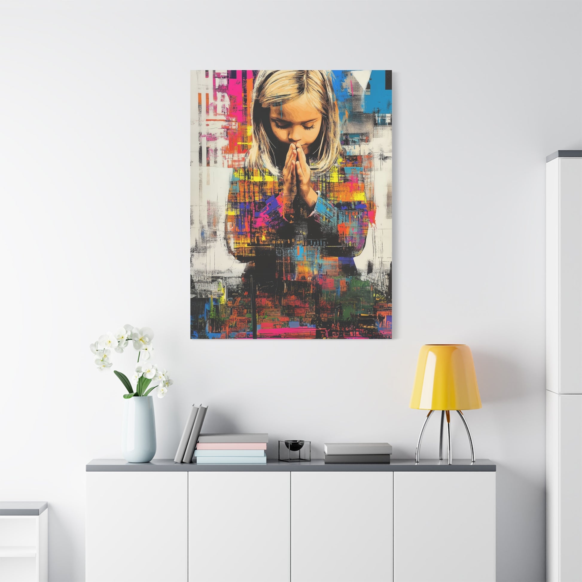 DUO MODERN Radiant Prayer: A Joyful Neon Glow Matte Canvas - DUO Modern