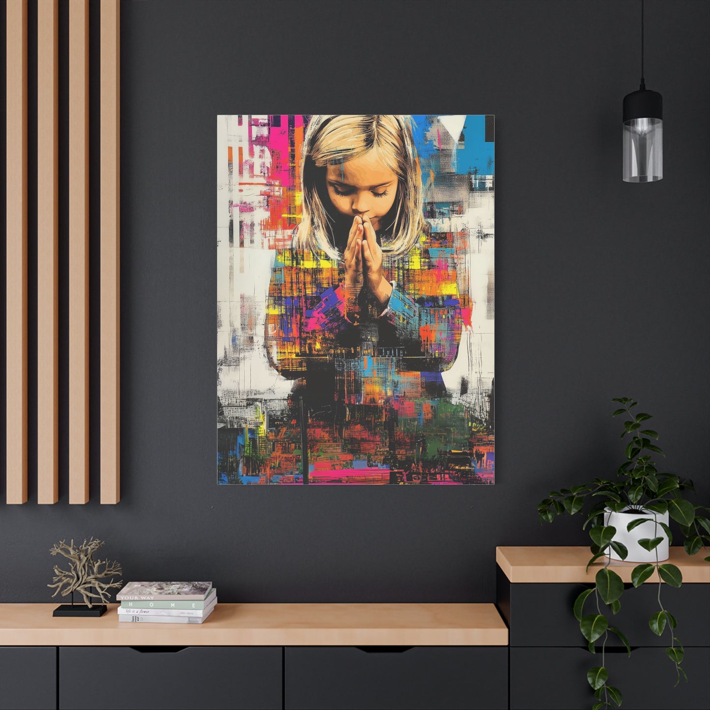 DUO MODERN Radiant Prayer: A Joyful Neon Glow Matte Canvas - DUO Modern