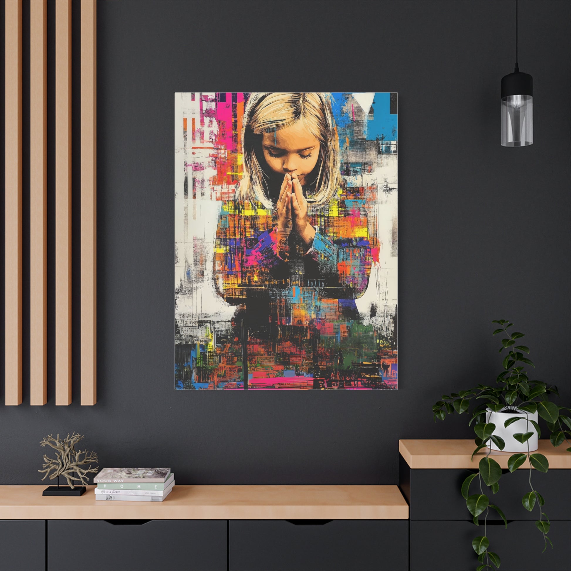 DUO MODERN Radiant Prayer: A Joyful Neon Glow Matte Canvas - DUO Modern