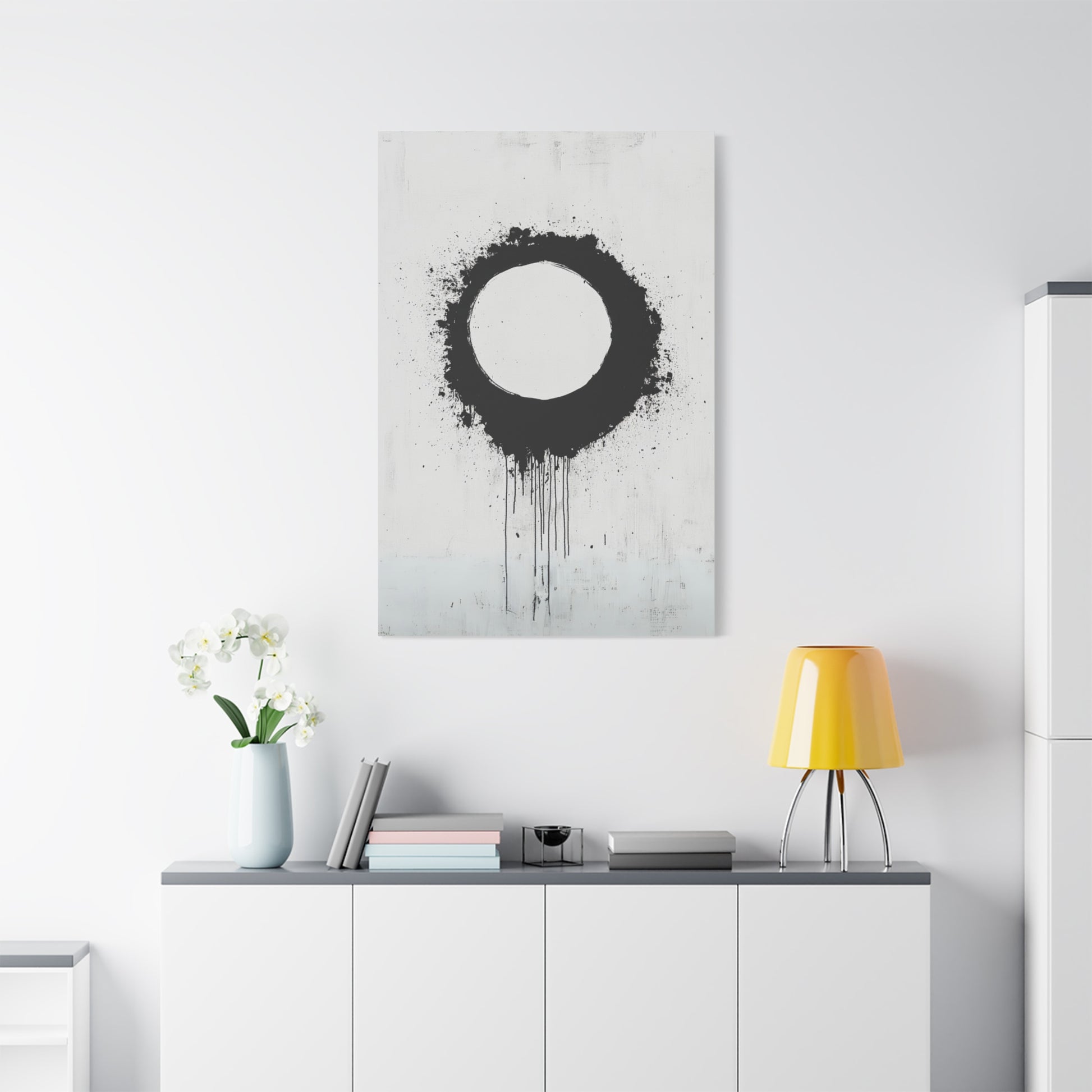 DUO MODERN "Modern Abstract Wall Art - Black Circle" on Matte Canvas - DUO Modern