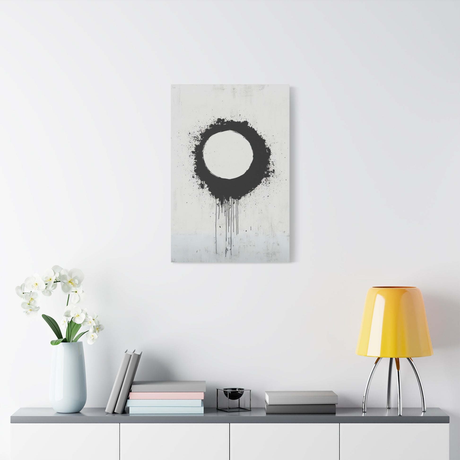 DUO MODERN "Modern Abstract Wall Art - Black Circle" on Matte Canvas - DUO Modern