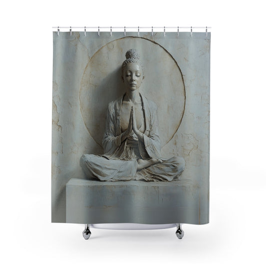 DUO MODERN "Serenity in Stillness" Buddha Shower Curtain - DUO Modern
