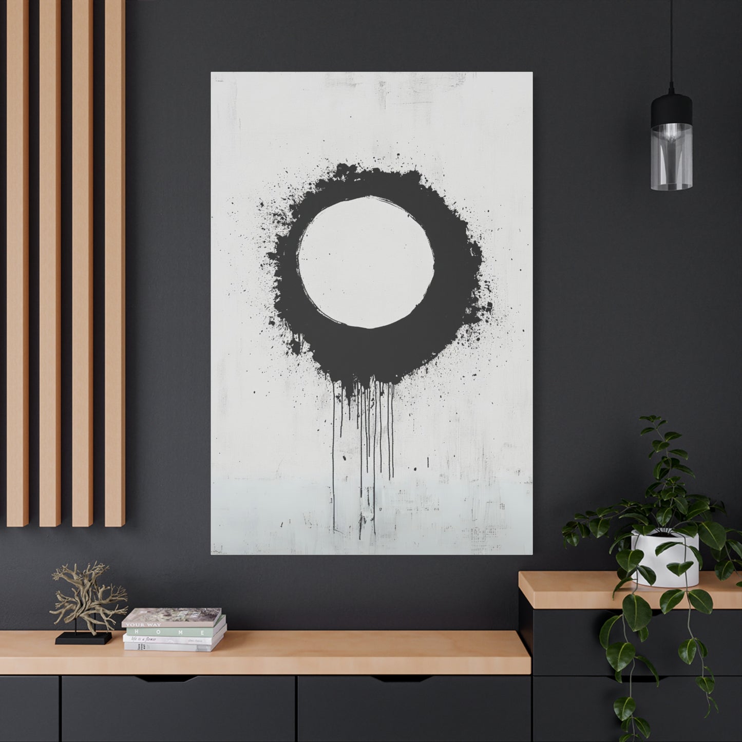 DUO MODERN "Modern Abstract Wall Art - Black Circle" on Matte Canvas - DUO Modern