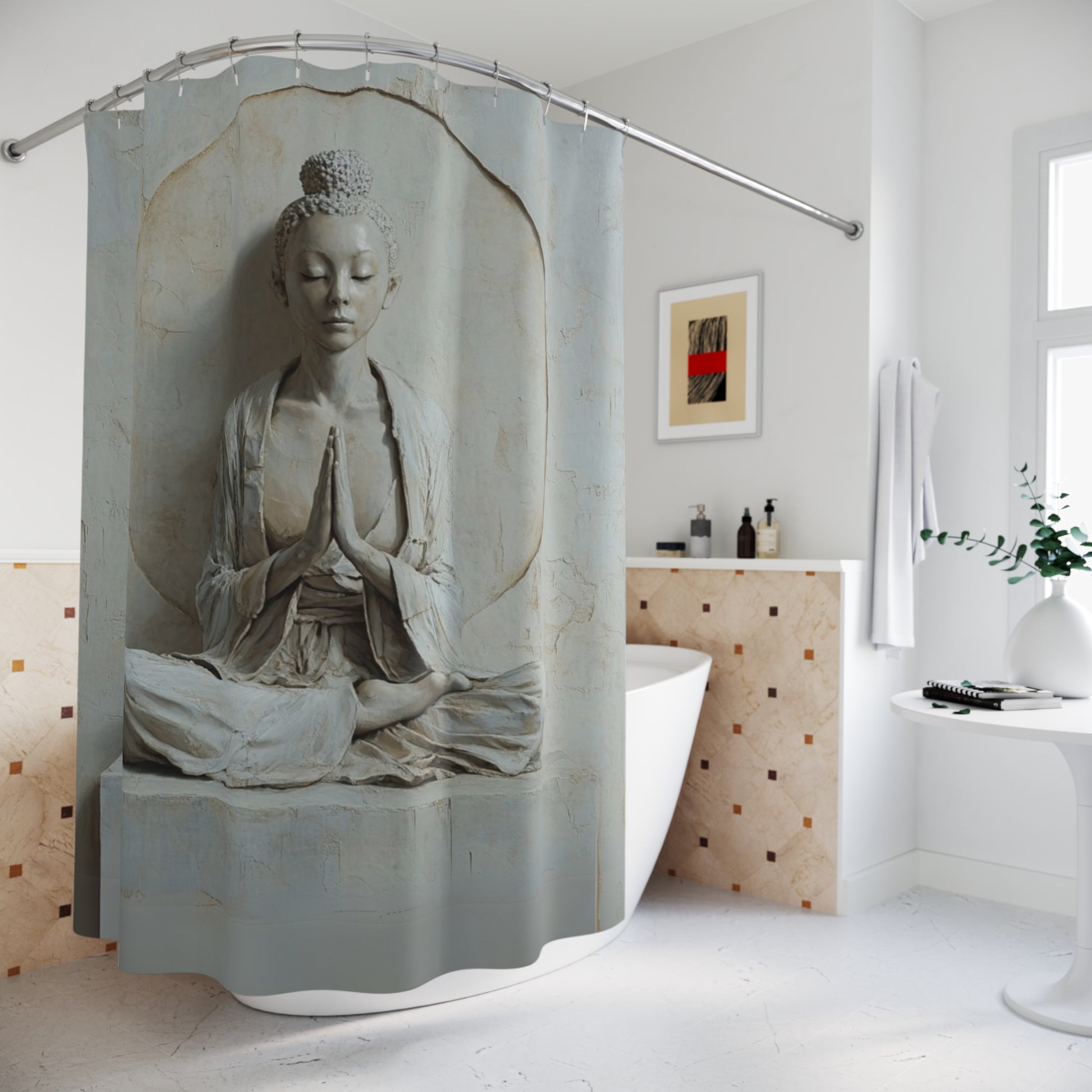 DUO MODERN "Serenity in Stillness" Buddha Shower Curtain - DUO Modern