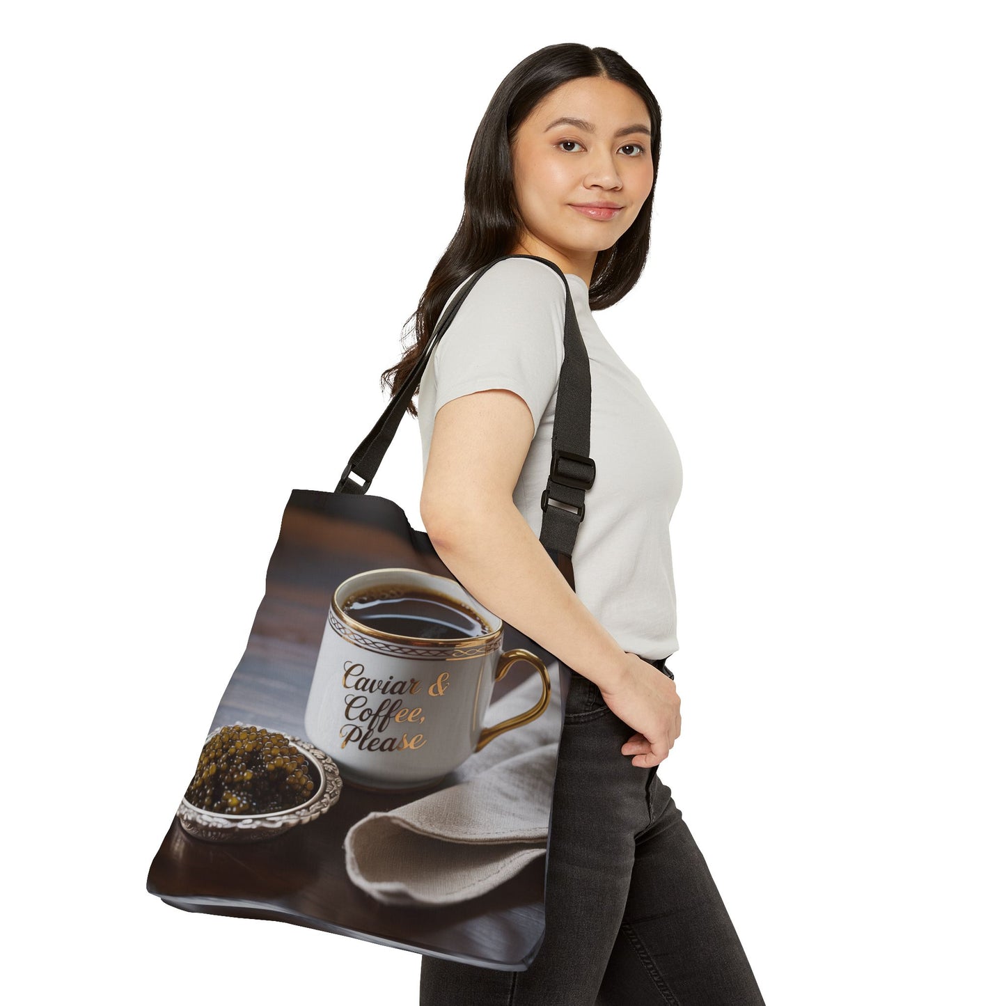 DUO MODERN “Caviar & Coffee Please” Adjustable Tote Bag - DUO Modern