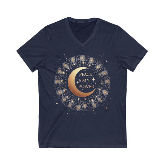 DUO MODERN "Peace Is My Power" Unisex Jersey Short Sleeve V-Neck Tee - DUO Modern