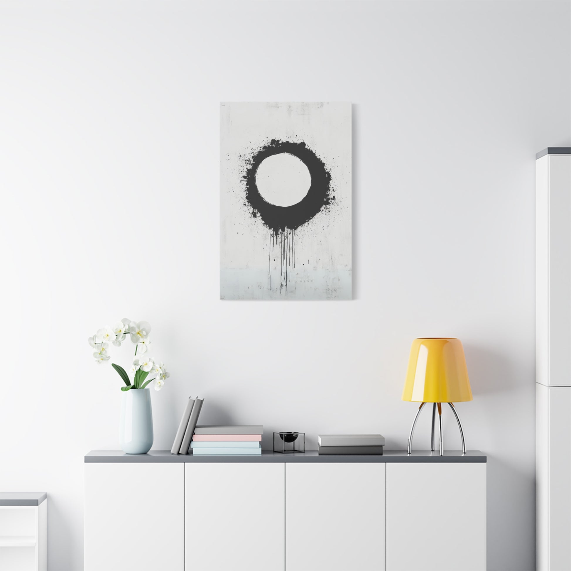 DUO MODERN "Modern Abstract Wall Art - Black Circle" on Matte Canvas - DUO Modern