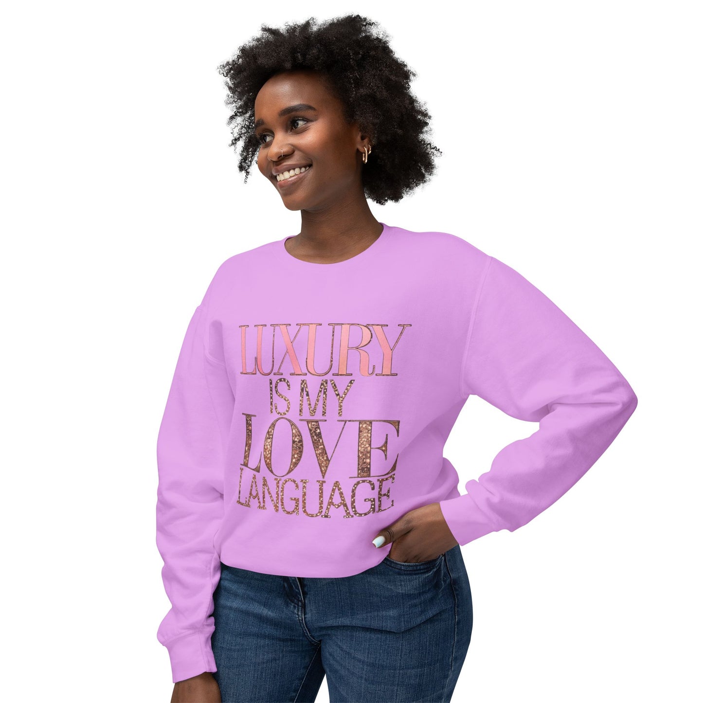 DUO MODERN "Luxury Is My Love Language" Unisex Lightweight Crewneck Sweatshirt - DUO Modern