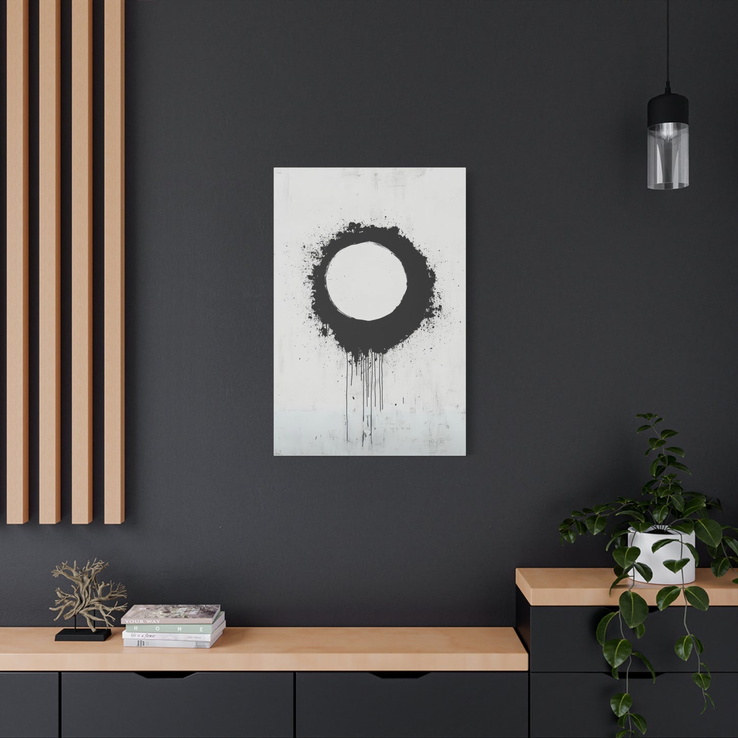 DUO MODERN "Modern Abstract Wall Art - Black Circle" on Matte Canvas - DUO Modern