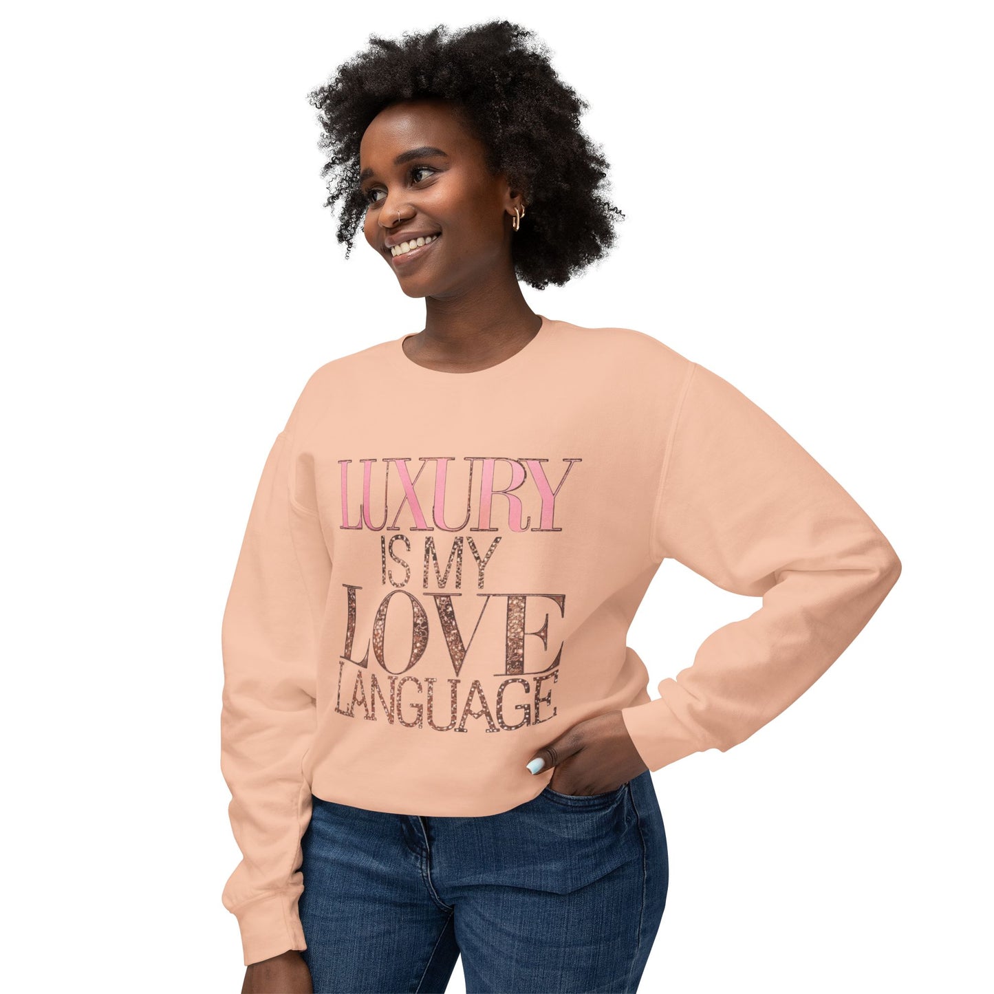 DUO MODERN "Luxury Is My Love Language" Unisex Lightweight Crewneck Sweatshirt - DUO Modern