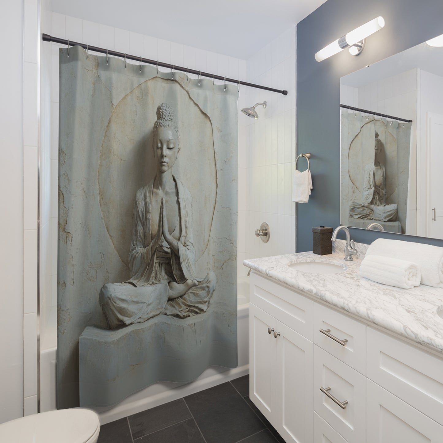 DUO MODERN "Serenity in Stillness" Buddha Shower Curtain - DUO Modern