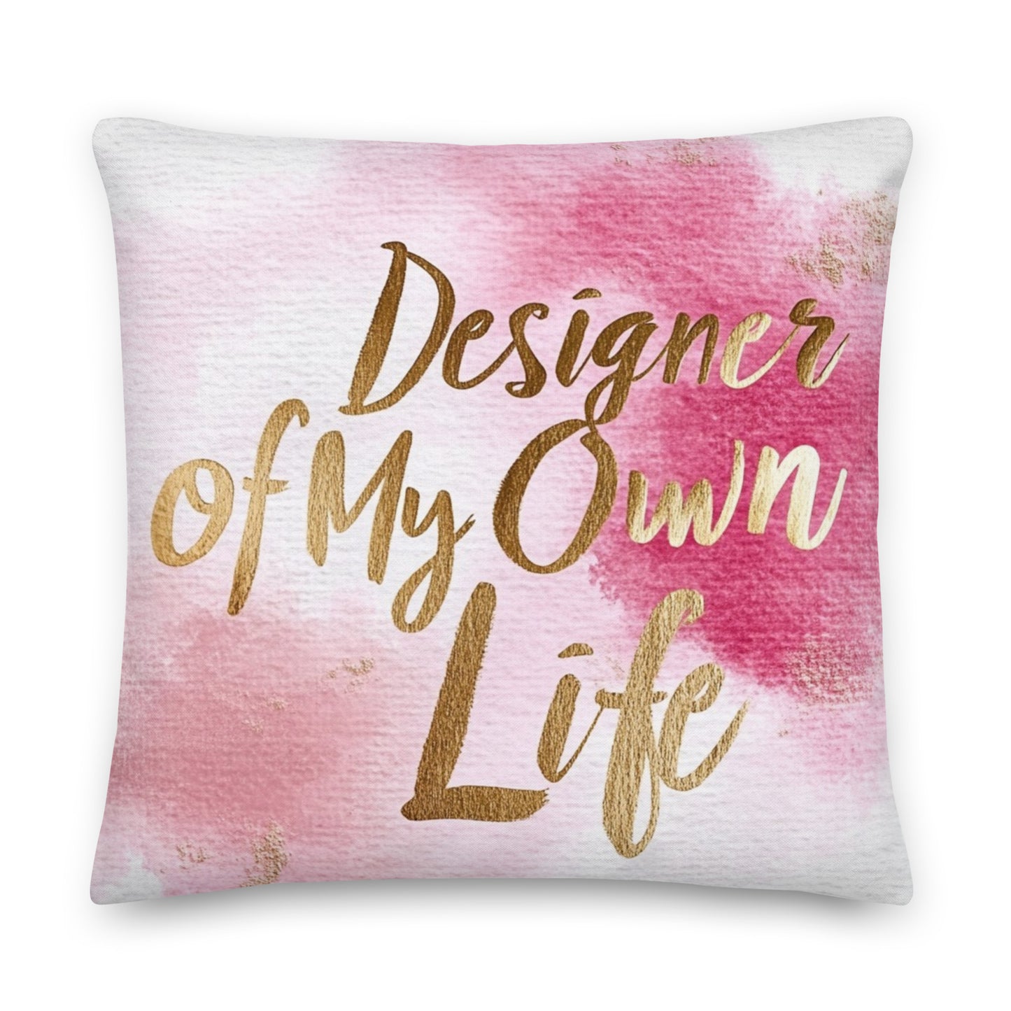 "DUO MODERN 'Designer of My Own Life' Premium Pillow with refined linen-like texture and sleek hidden zipper. Adds elegance and sophistication to any space. Perfect for modern, upscale interiors."