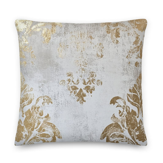 "DUO MODERN 'White Gold Metallic' Premium Pillow with shimmering gold metallic details and classic white. Elevates any space with timeless, upscale luxury. Perfect statement piece for modern, elegant interiors."