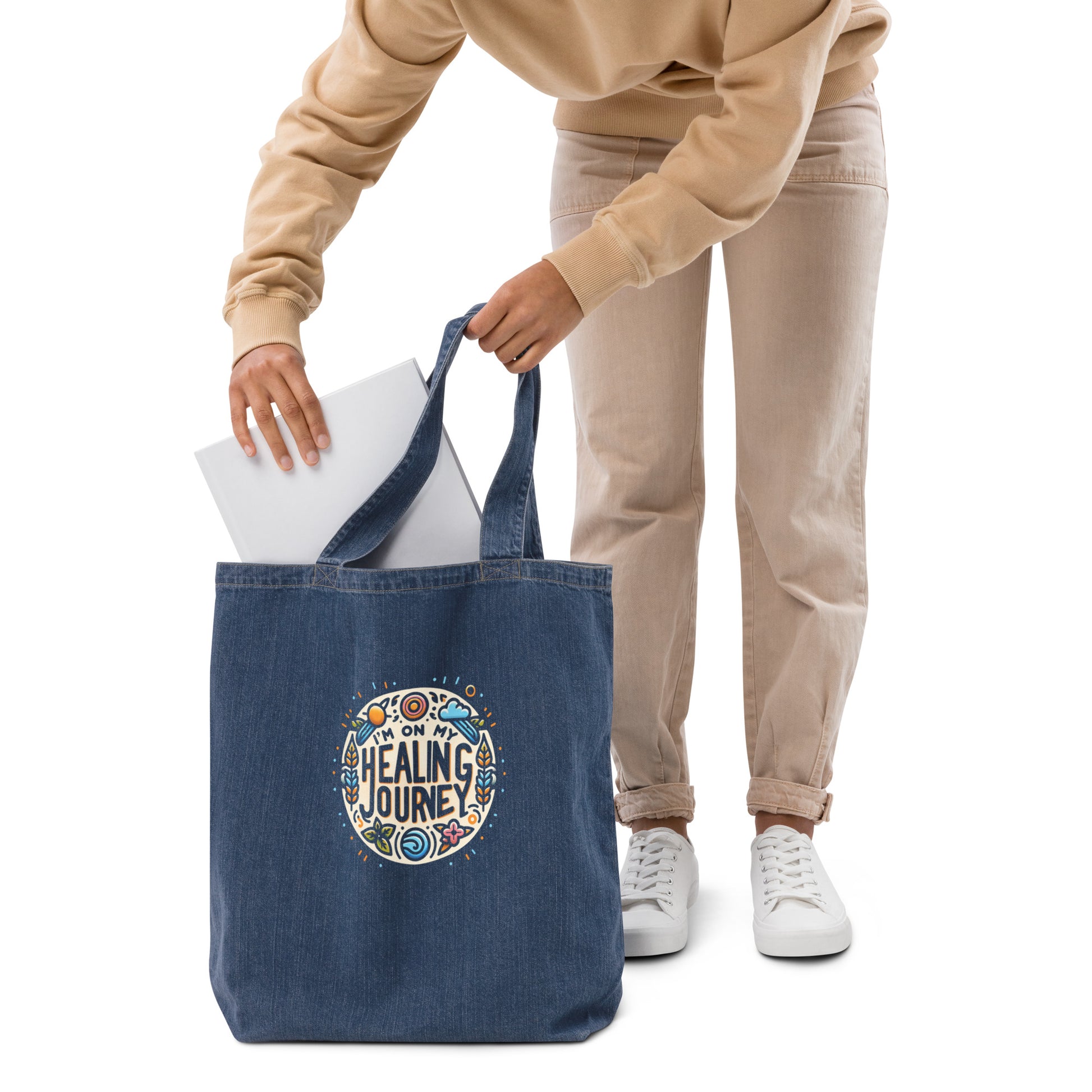 I'm On My Healing Journey Organic Denim Tote Bag - DUO Modern