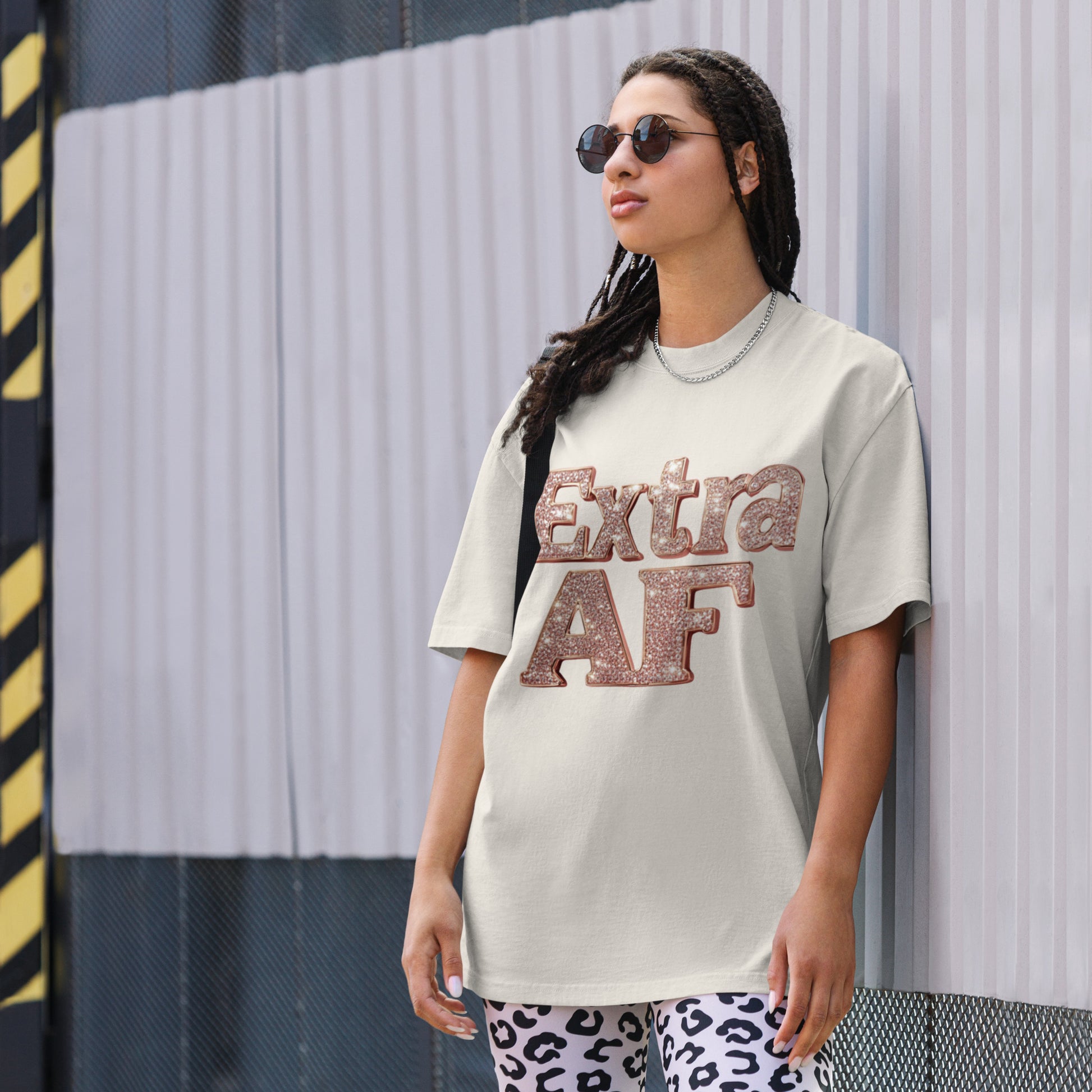 "DUO MODERN 'Extra AF' Oversized Faded T-shirt with oversized, boxy fit and faded vibe. Perfect for those who live loud and love big. Ideal for layering with chunky sneakers, flowy skirts, or distressed jeans."