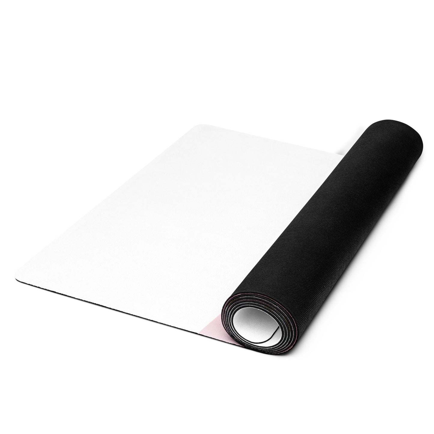 "DUO MODERN 'Designer of My Own Life' Yoga Mat in pink blush with gold font. Perfect for exercise, meditation, or stretching. Offers stability, comfort, and portability. Enhances your practice with style and functionality."