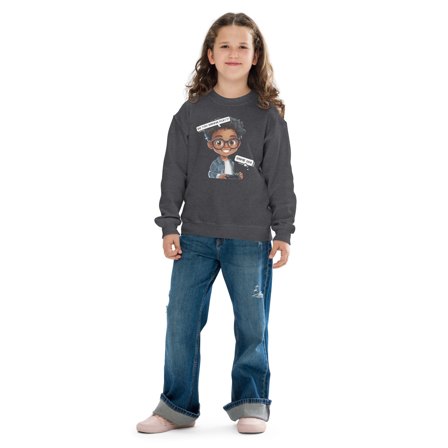 DUO MODERN "Little Gamer" Youth Crewneck Sweatshirt who love to play games