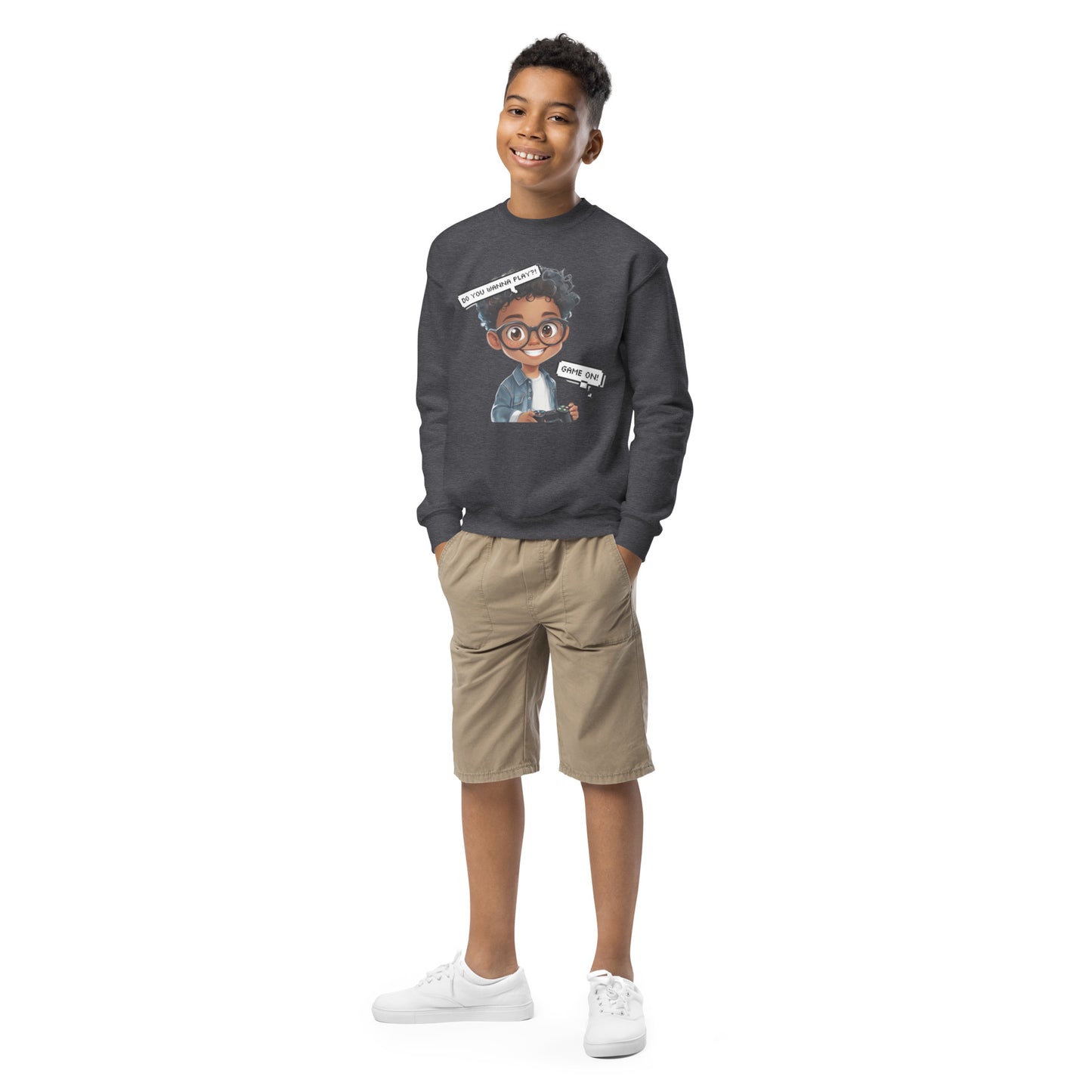 DUO MODERN "Little Gamer" Youth Crewneck Sweatshirt who love to play games