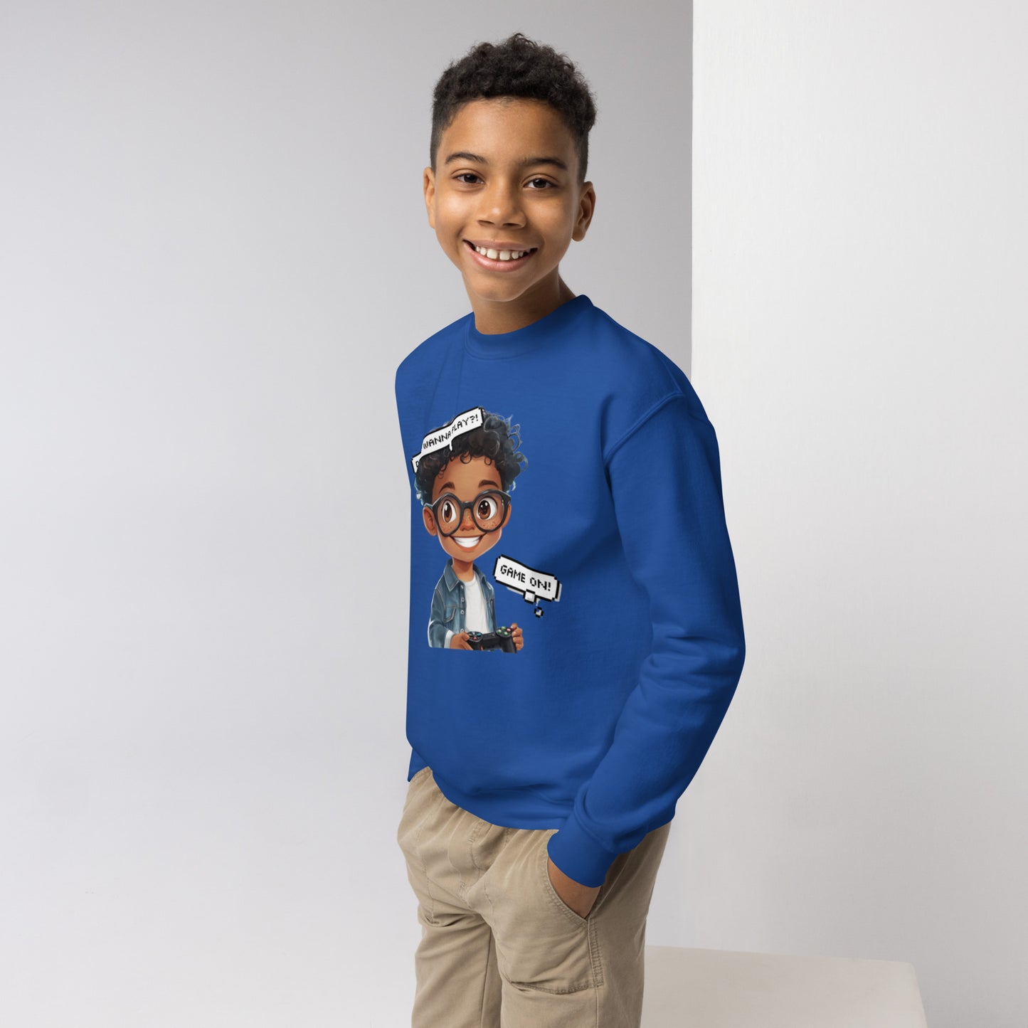 DUO MODERN "Little Gamer" Youth Crewneck Sweatshirt who love to play games