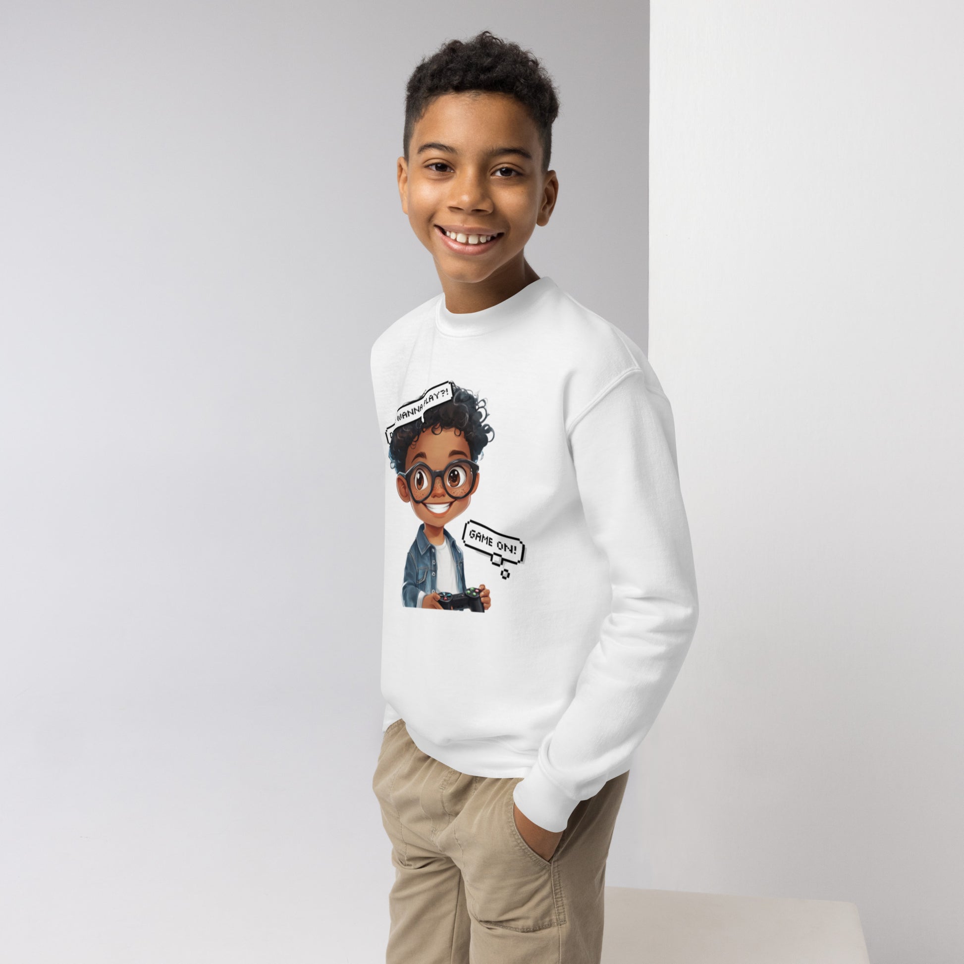 DUO MODERN "Little Gamer" Youth Crewneck Sweatshirt who love to play games