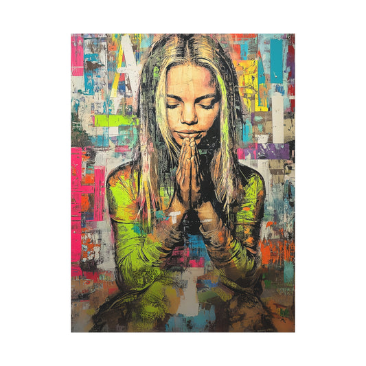 DUO MODERN "A Prayer in Color: A Young Girl's Moment of Serenity" Matte Canvas