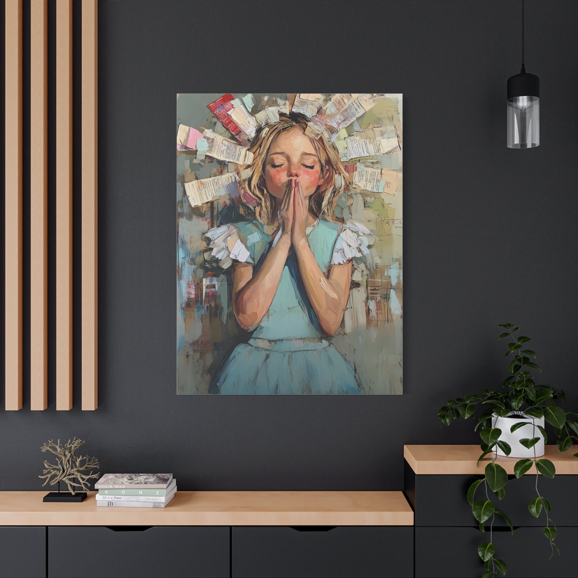 DUO MODERN Grace in Pastels: A Young Girl's Prayerful Moment - Matte Canvas Wall Art