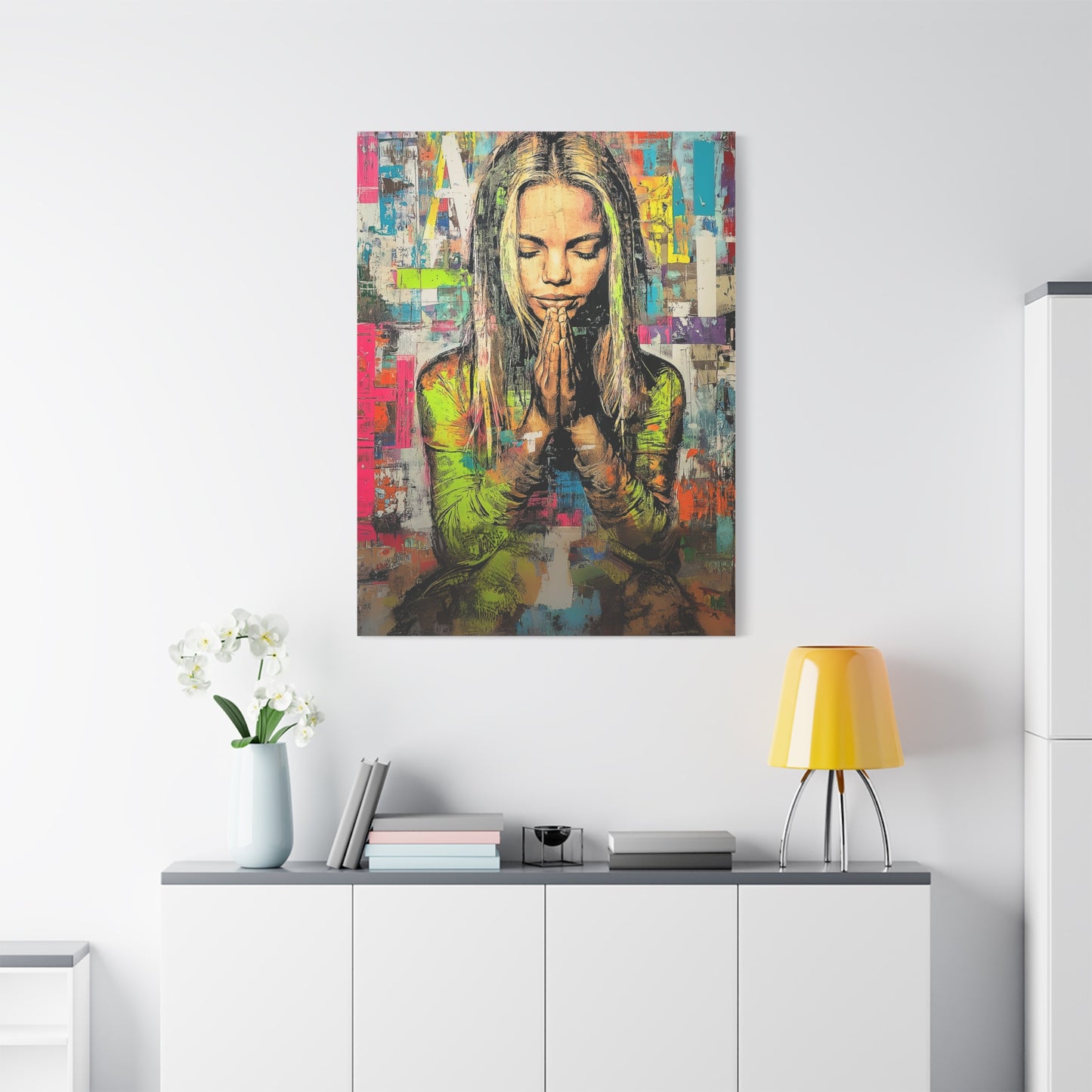 DUO MODERN "A Prayer in Color: A Young Girl's Moment of Serenity" Matte Canvas