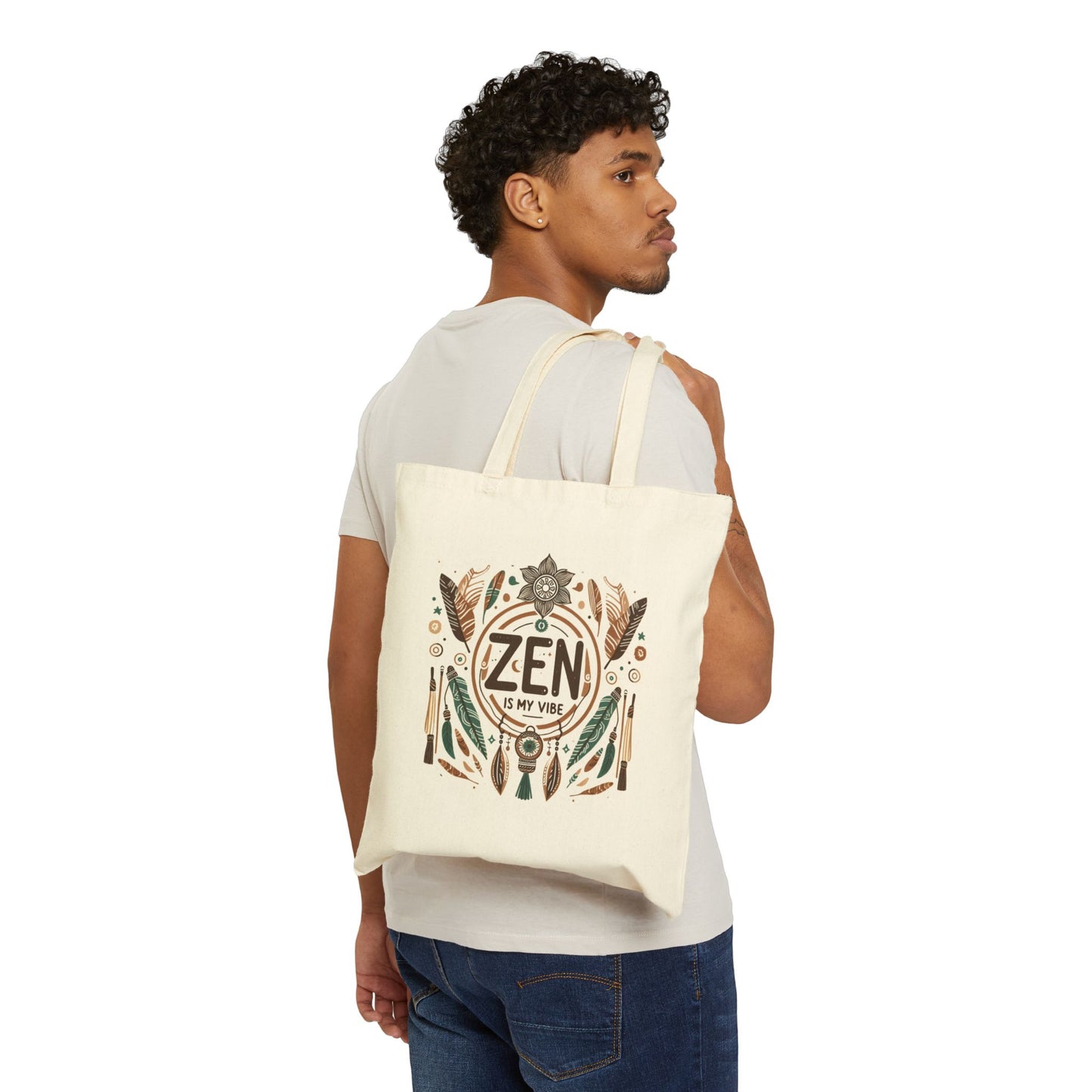 DUO MODERN "Zen Is My Vibe" Cotton Canvas Tote Bag