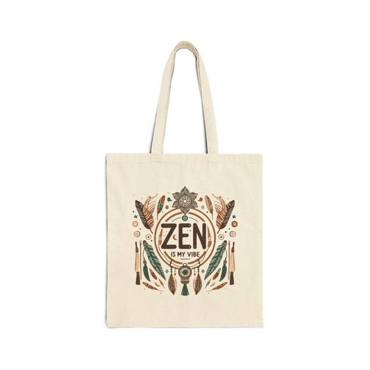 DUO MODERN "Zen Is My Vibe" Cotton Canvas Tote Bag