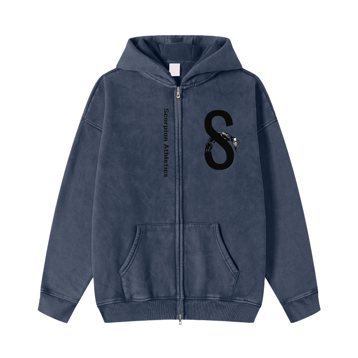Streetwear Acid Washed Zip Fleece  Hoodie Jacket - 360 GMS - DUO Modern