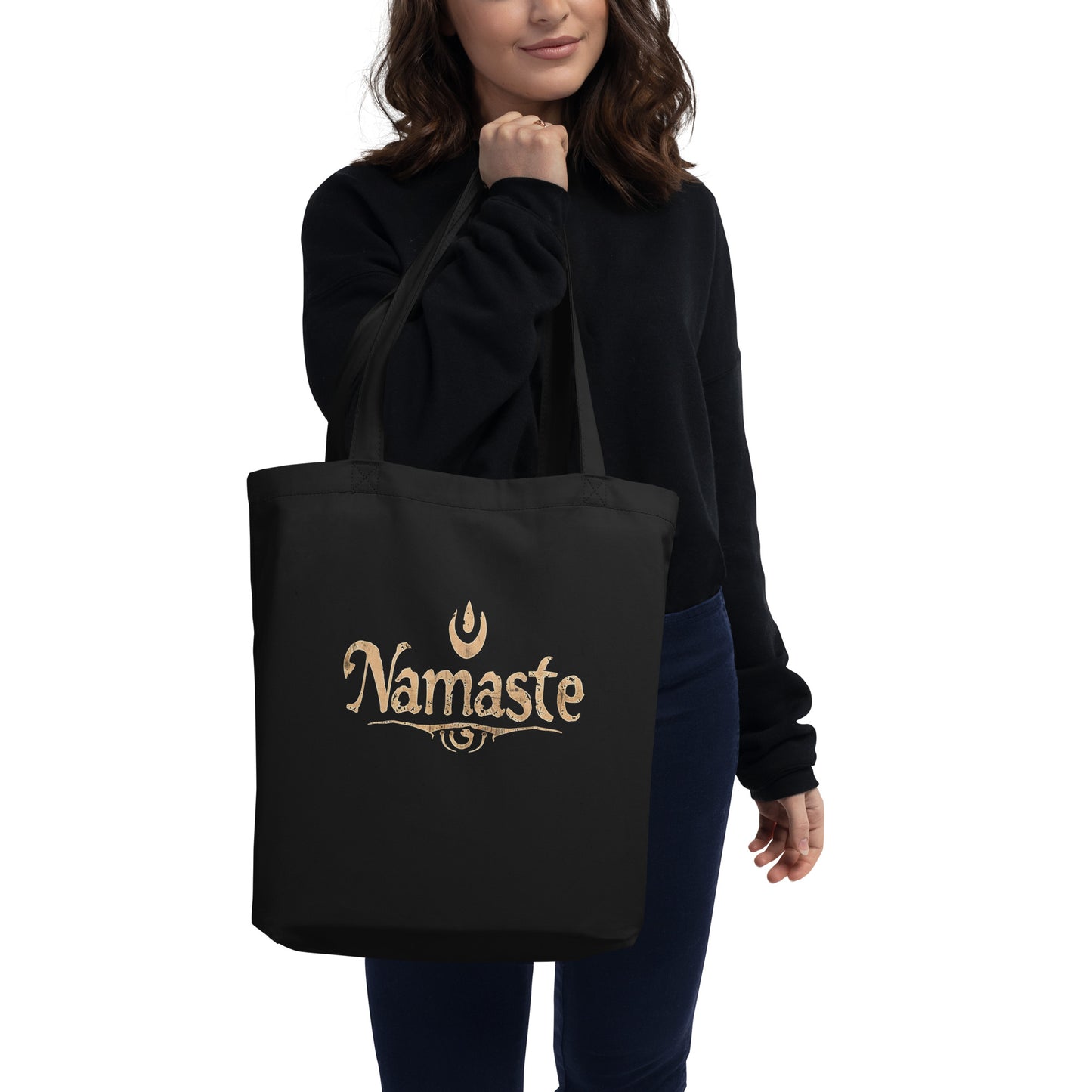 NAMASTE Black Eco Tote Bag - DUO Modern