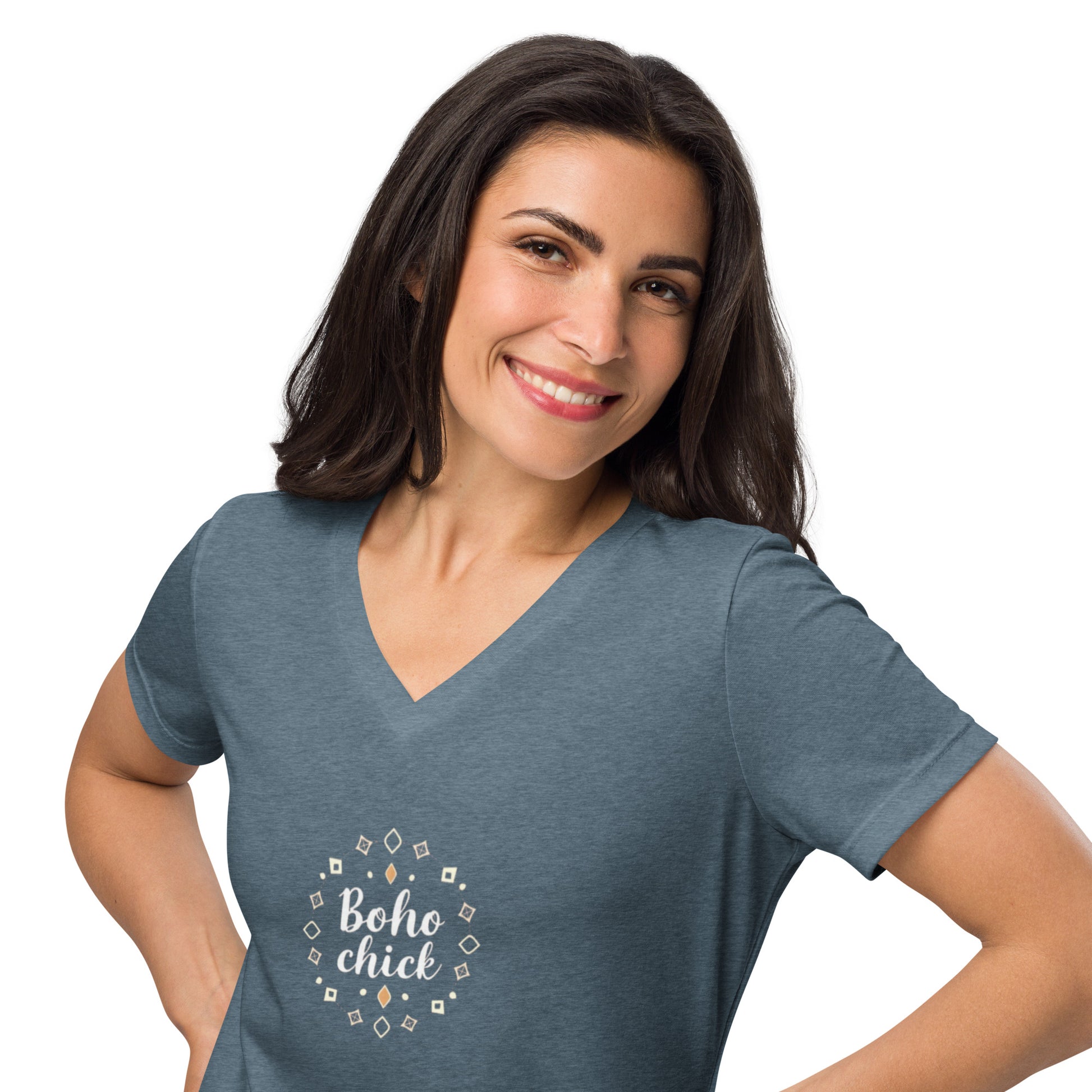 Boho Chic Women’s Relaxed V-Neck T-shirt - DUO Modern